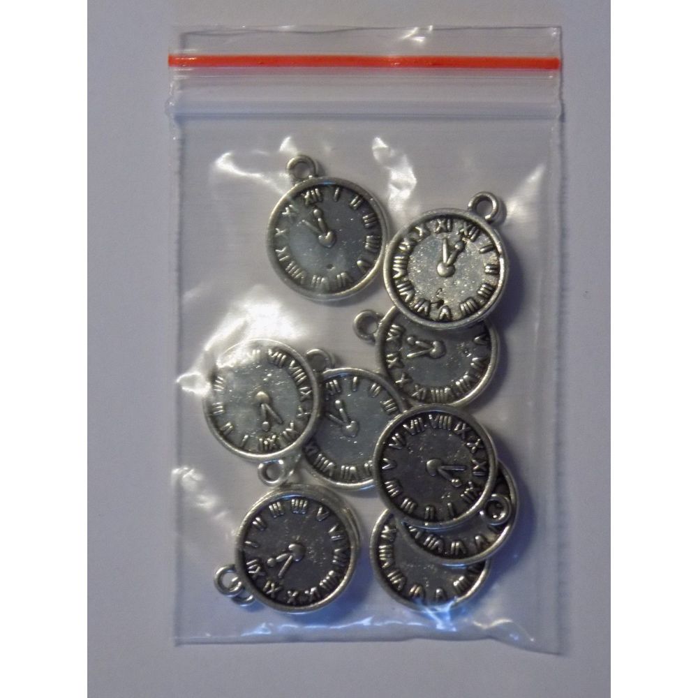 Lot of 9 Metal Roman Numeral Clock Charms Pendants 16x13x2mm with 2mm Hole